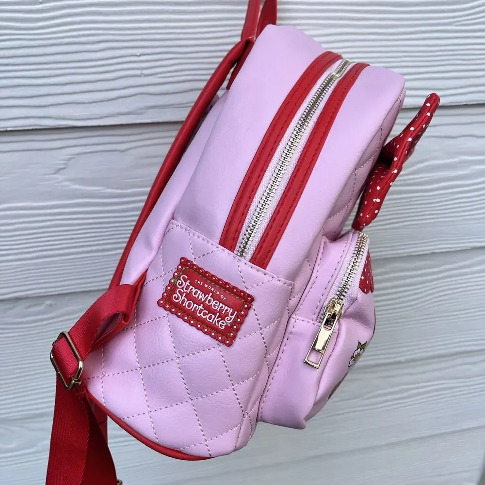 Strawberry Shortcake Mini‎ Backpack  Polka Dot Bow Quilted Bag Pink NEW 2024